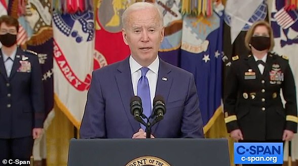 On March 9, while making a speech, Biden seemed to forget the name of Secretary of Defense Lloyd Austin (above)