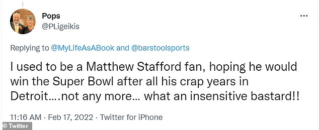 Stafford wrote on Twitter after his visit to the emergency room, saying: 