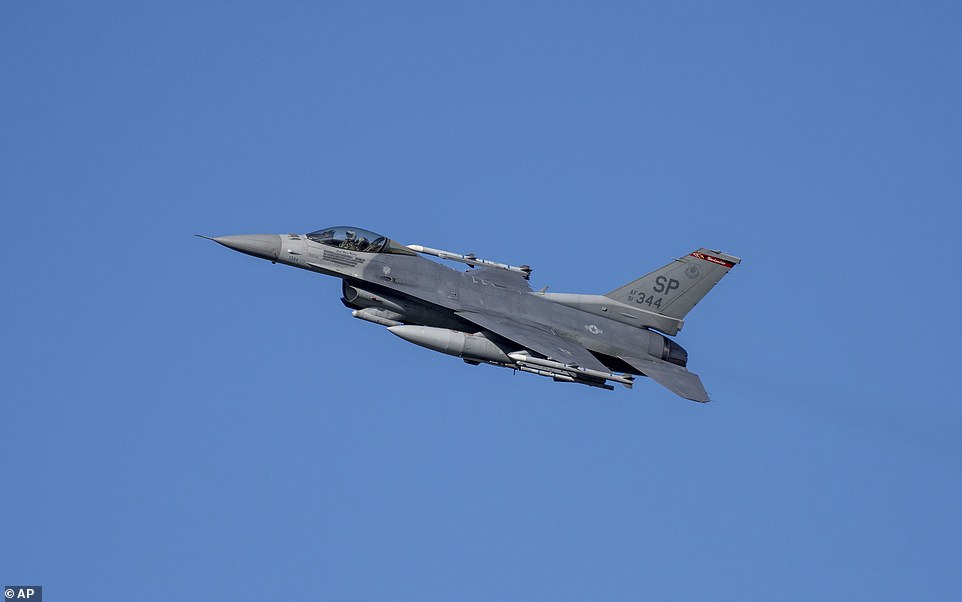 US Secretary of Defense Lloyd Austin has approved the relocation of up to eight F-35 Lightning II aircraft from Germany to undiscovered operational sites on NATO's eastern flank.  Pictured: F-35 flies over Germany on Wednesday