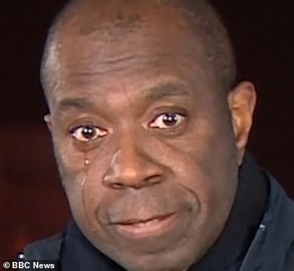 As Clive Myrie introduced BBC News international correspondent Orla Gueri, a tear visibly streaked down his face