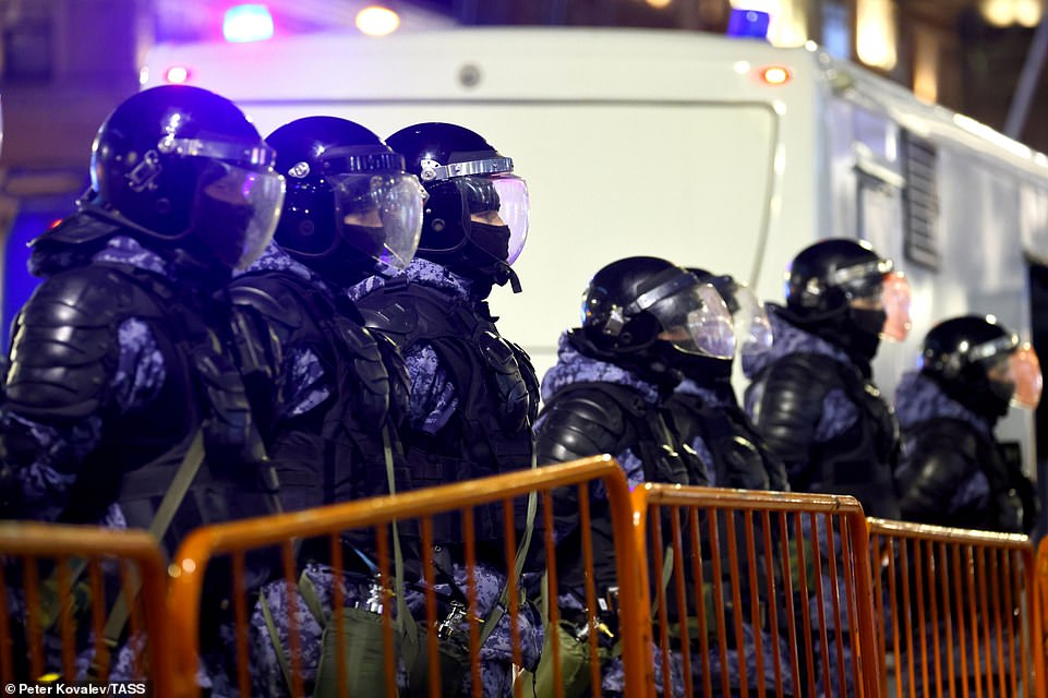 SAINT PETERSBURG: Riot police are seen during an unsanctioned anti-war protest