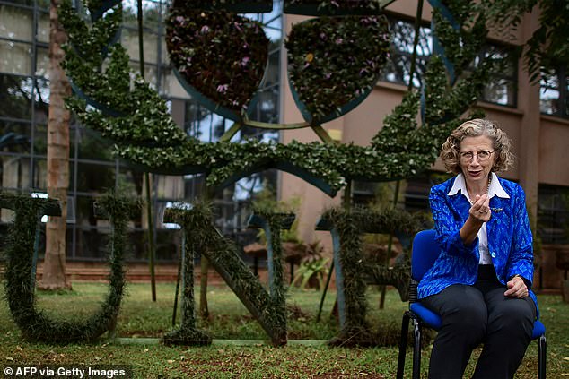 Inger Andersen, Executive Director of the United Nations Environment Program (UNEP), gives an interview at UNEP headquarters in Nairobi ahead of the Fifth Session of the United Nations Environment Assembly (UNEA-5)