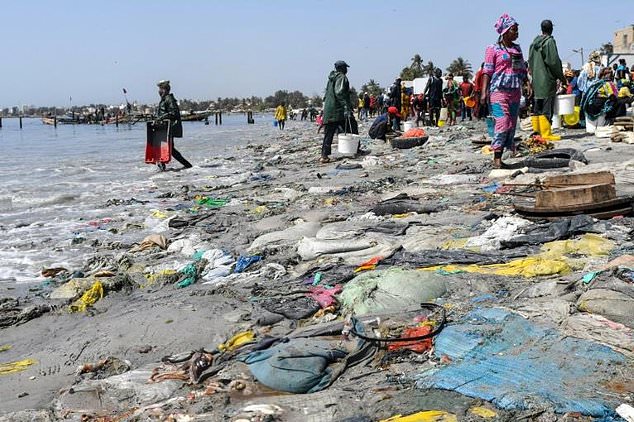 The Curse of Plastics: The heavily polluted beach in Khan Bay, a densely populated neighborhood of the Senegalese capital Dakar