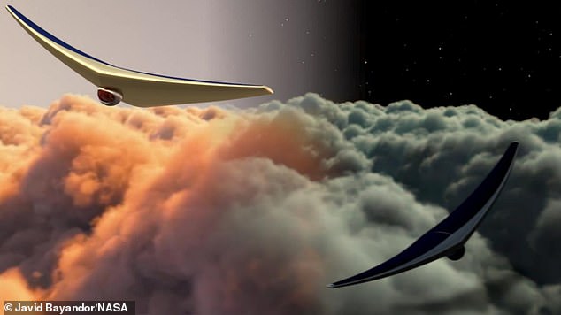 Graphic image of BREEZE-Bioinspired Ray for extreme environments and zonal research.  These are inflatable drones, similar to birds, that can soar in the atmosphere of Venus