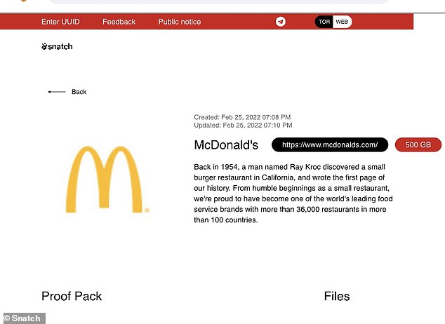 A Russian linked hacker gang claims to attack McDonalds with ransom