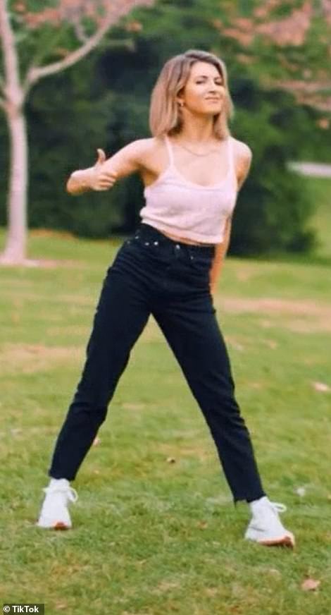 Miranda and her husband (left and right) dance alone in the video.  Her family says she was forced to cut her hair short and dye her hair blonde.