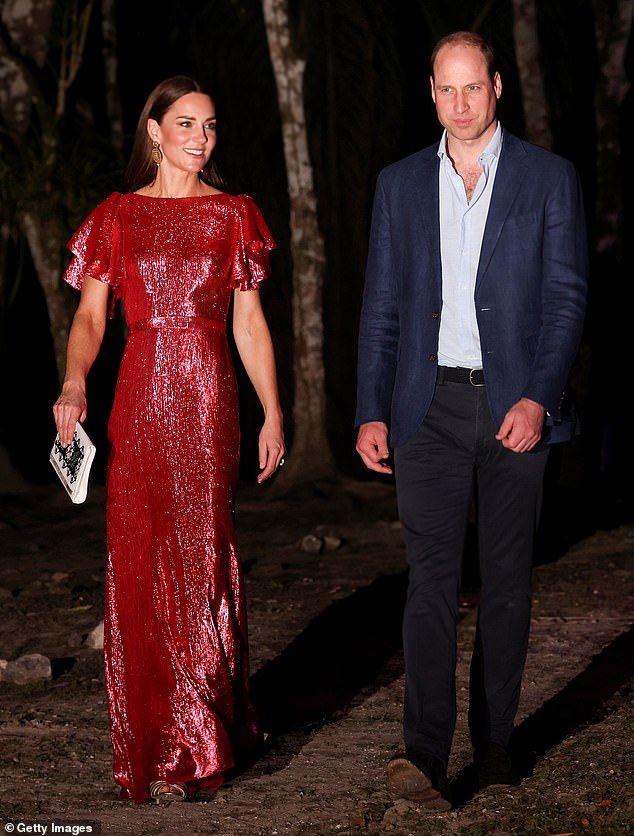 The Duke and Duchess of Cambridge attended Her Majesty the Queen's Platinum Jubilee Evening Reception yesterday at the Mayan ruins in Cajal Pesh, Belize.