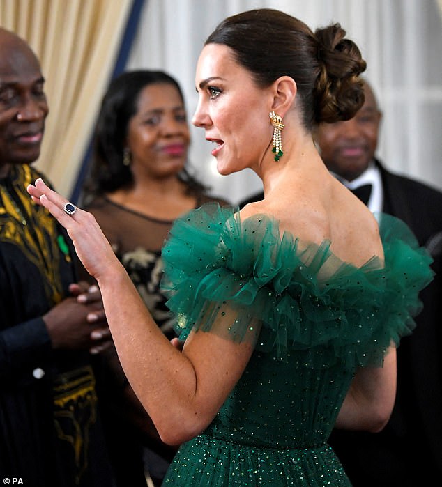 It is believed that her jewelry from the Emerald Tassel Parure collection is a set of earrings, a necklace, a bracelet and a ring given to the Queen by a wealthy foreign monarch.