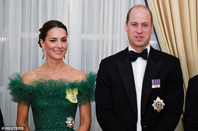 Meanwhile, Prince William looked suave in black tie as they arrived for a dinner hosted in their honor by the Governor General at the Royal Household.