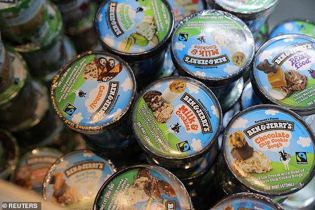 Ben and Jerry's (pictured is the company's ice cream products) did not respond to the TikTok post, but later said they were 