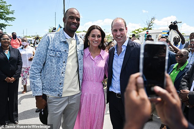 Kate and Will meet Stephen Gardiner, the Bahamas' 400m Olympic champion.