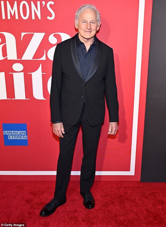 In a suit: Veteran stage and film Victor Garber wore a sleek black shawl-collar dinner jacket, which he paired with a navy shirt