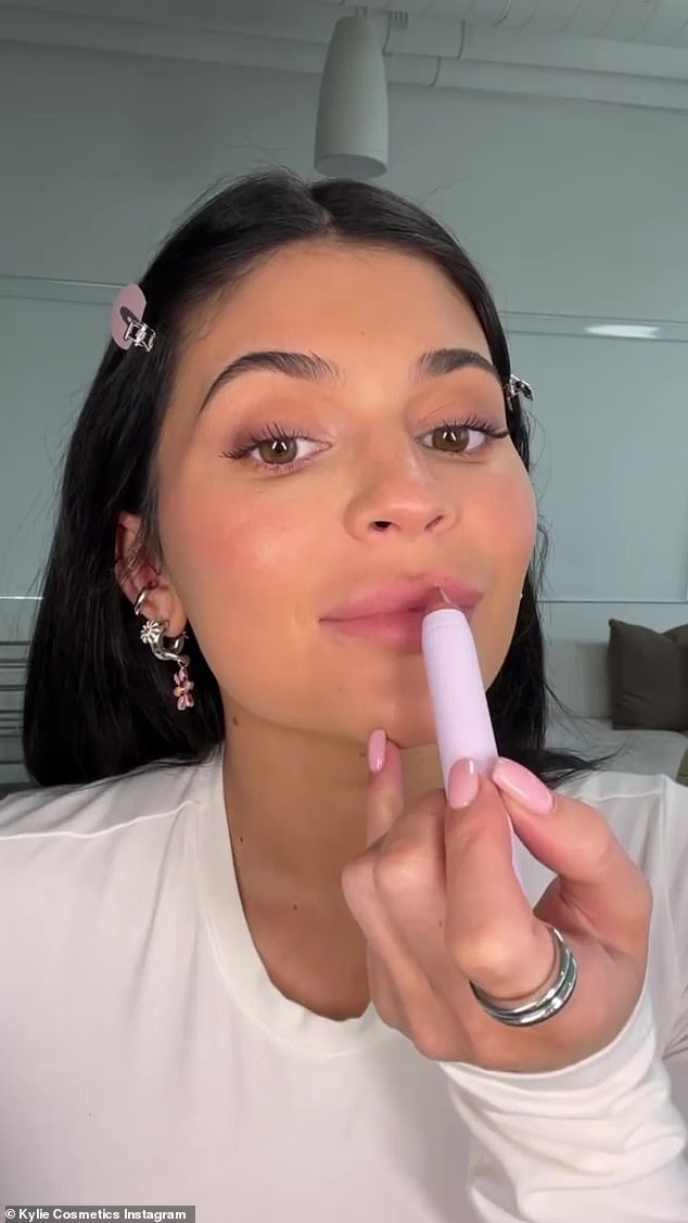 Pop of Pink: She also doused her lips in a pale pink lipstick