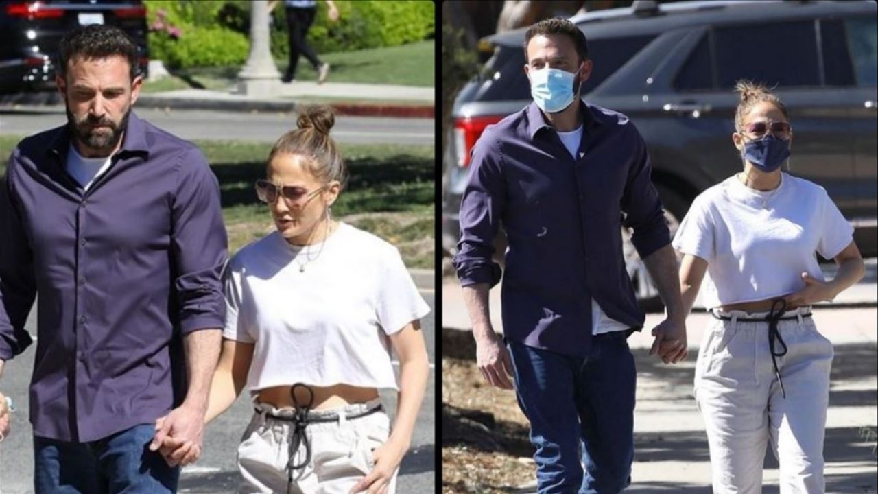 Jennifer Lopez and Ben Affleck sporting a casual look are