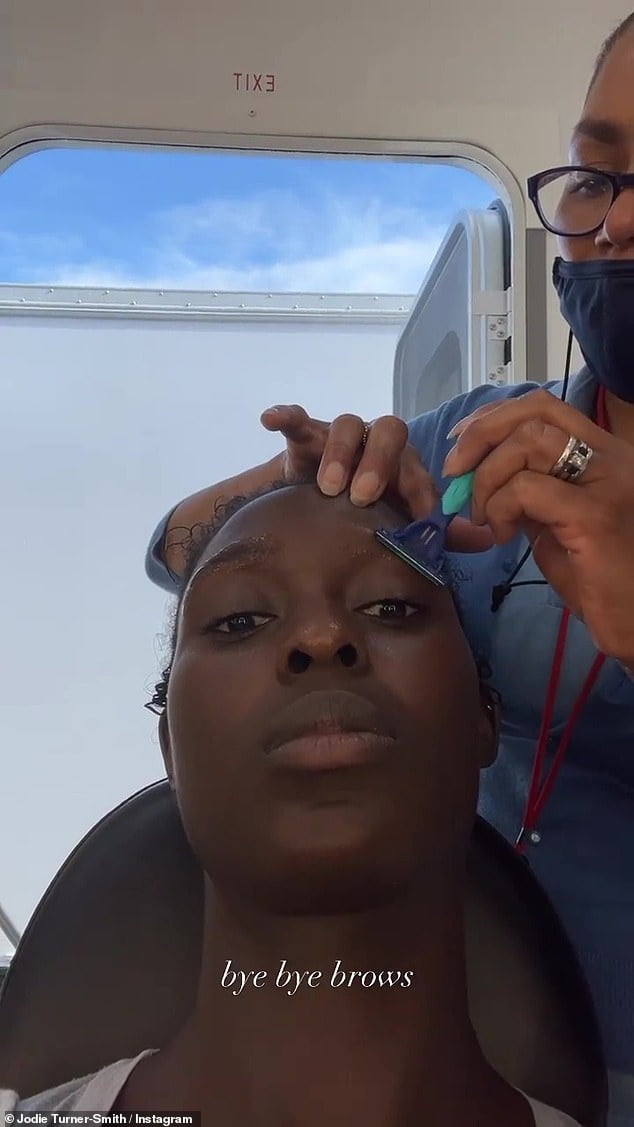 Jodie Turner Smith films herself getting her eyebrow shaved for a