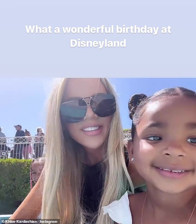 Uh-oh: The facade crumbled after Khloe revealed her daughter was at Disneyland for the first time on Tuesday