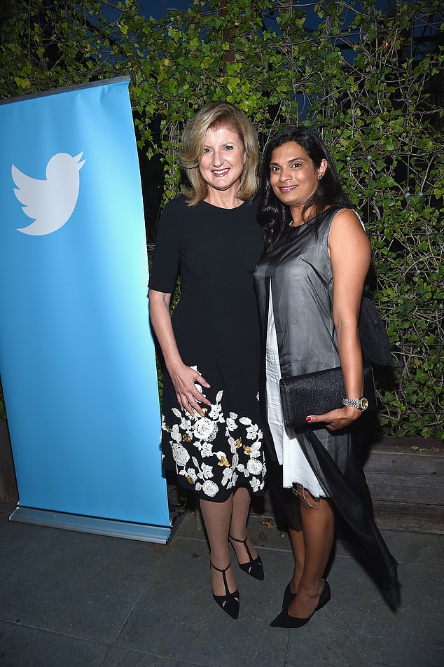 Arianna Huffington (L) and General Counsel on Twitter Vijaya Gadde are seen in 2015