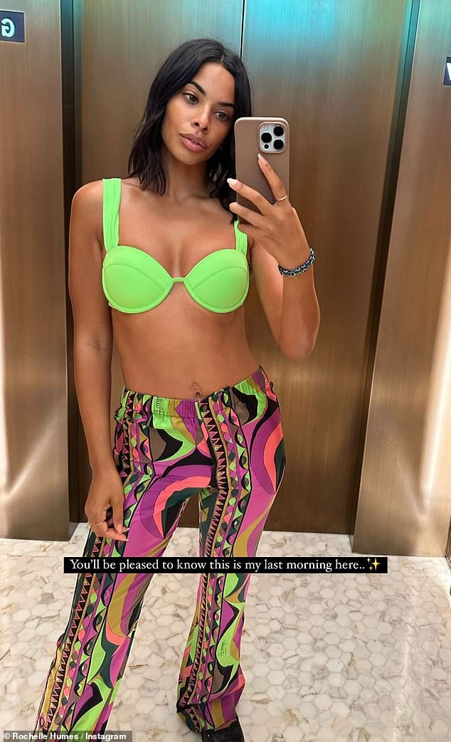Rochelle Humes shows off her enviable body in a green
