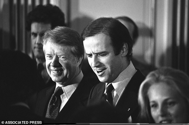 President Jimmy Carter and then Senator Joseph R. Biden seen in 1978. Biden was the first US Senator to support Carter's 1976 presidential candidacy