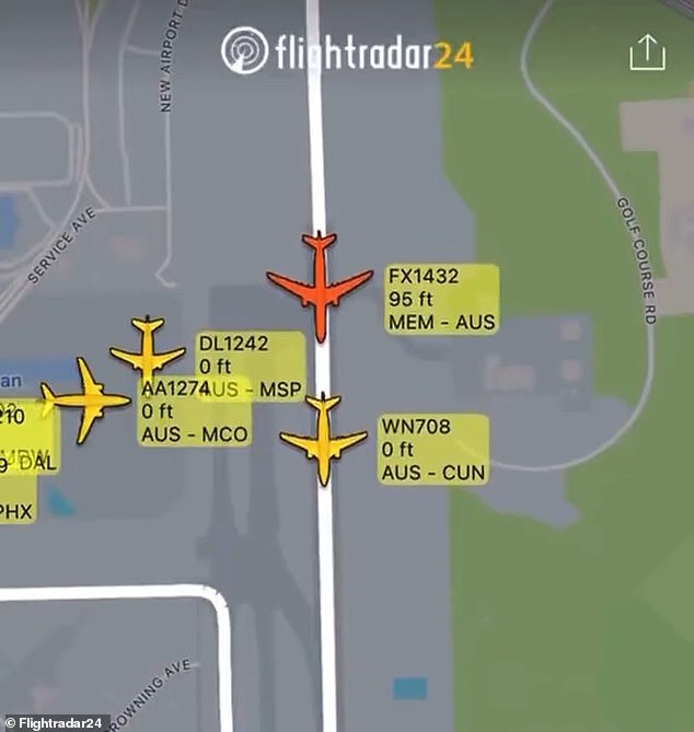 Graphics of the near miss show how close the FedEx plane and passenger flight Southwest collided on the runway