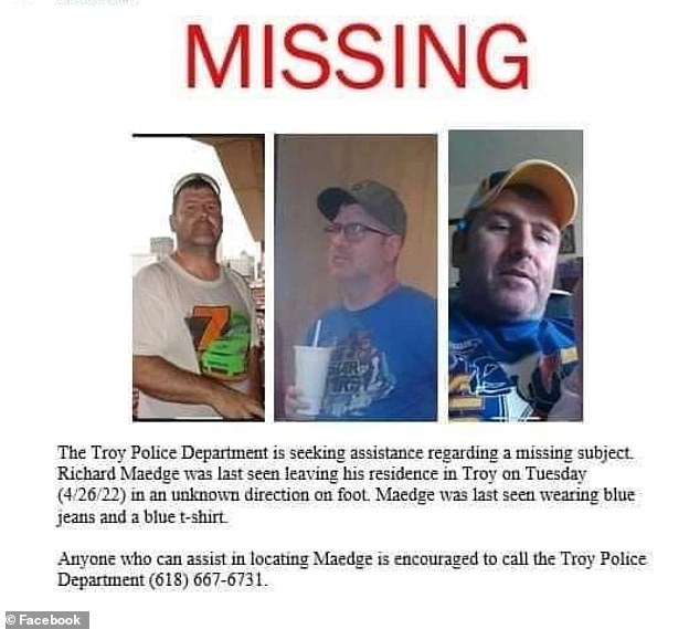 A missing poster for Richard Maedge.  He was reported missing in April 2022