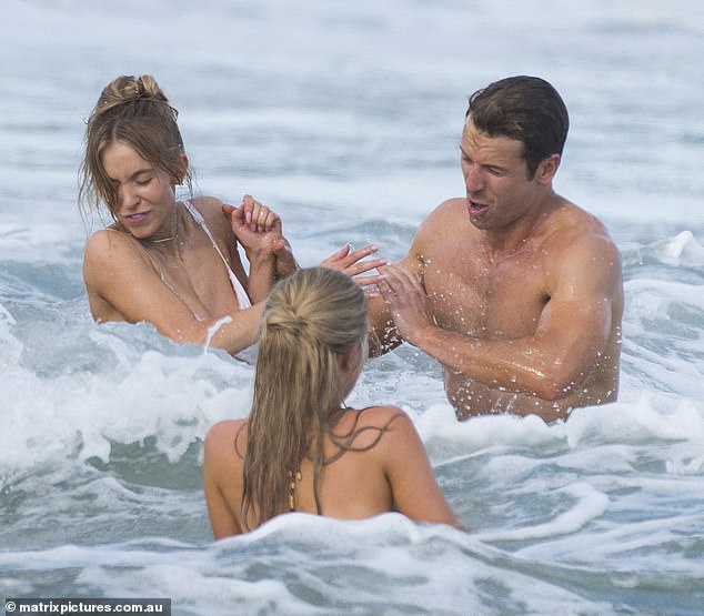 Sydney and her co-stars enjoyed some mischief in the surf