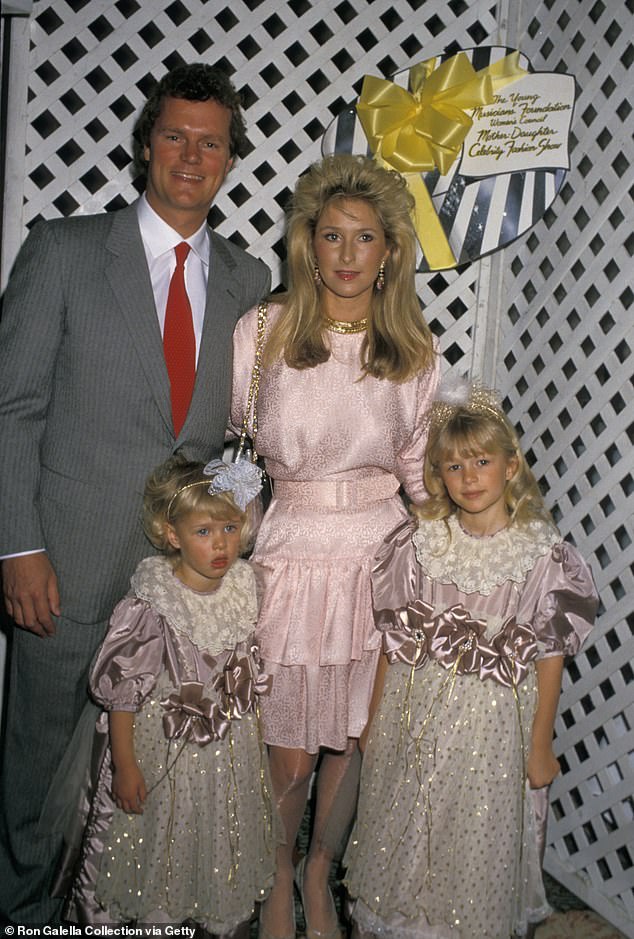 Paris is the great-granddaughter of hotel magnate Conrad Hilton.  Pictured: Father and mother Rick and Kathy Hilton with daughters Nicky and Paris