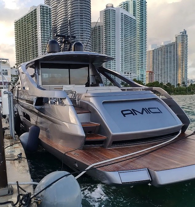 The two sisters had arrived in the Bahamas to spend time on Amici, a $5 million 70-foot Pershing 7X yacht (pictured).