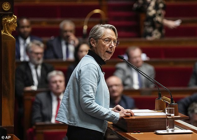 French Prime Minister Elisabeth Borne (pictured) tried to win a parliamentary majority for the law today