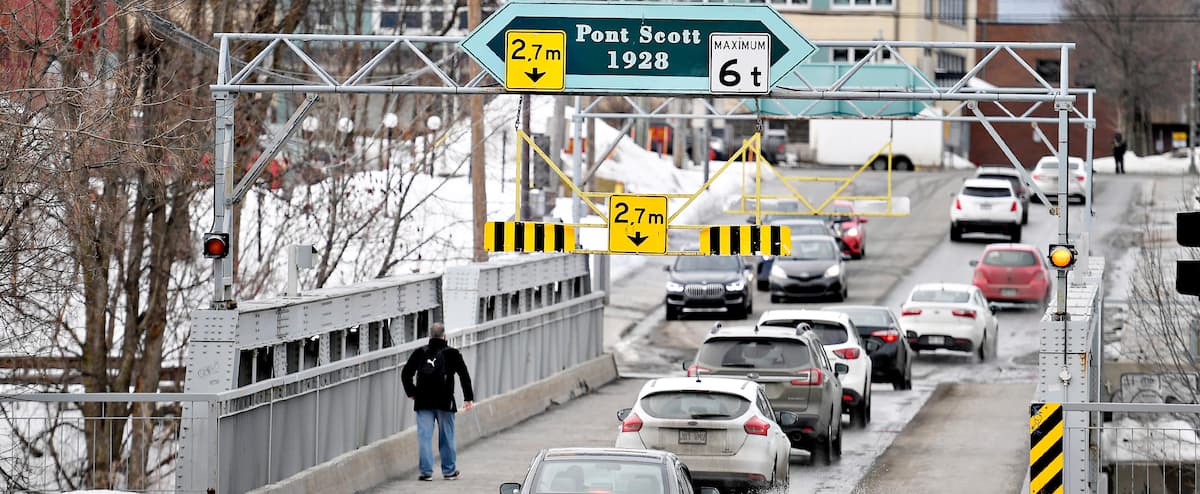 The Scott Bridge is being repaired or rebuilt in Quebec