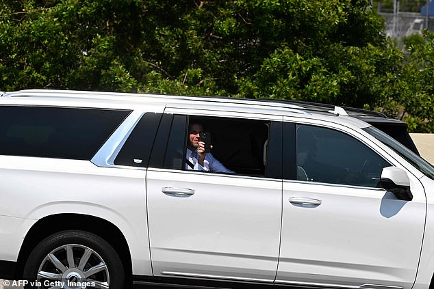 Eric Trump was spotted en route to Palm Beach International Airport before departure