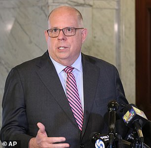 McGrath, who was indicted in 2021 on federal fraud charges, was for years chief of staff to two-year Maryland Governor Larry Hogan (seen here last year), who left office in January after serving eight years for the Old Line State