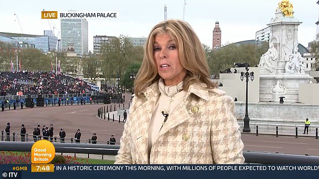 Oops: Susanna presented a link preparing to cut to Kate at Buckingham Palace, but as Kate started to speak, viewers heard a voice saying, 'B***h, it's not good. 