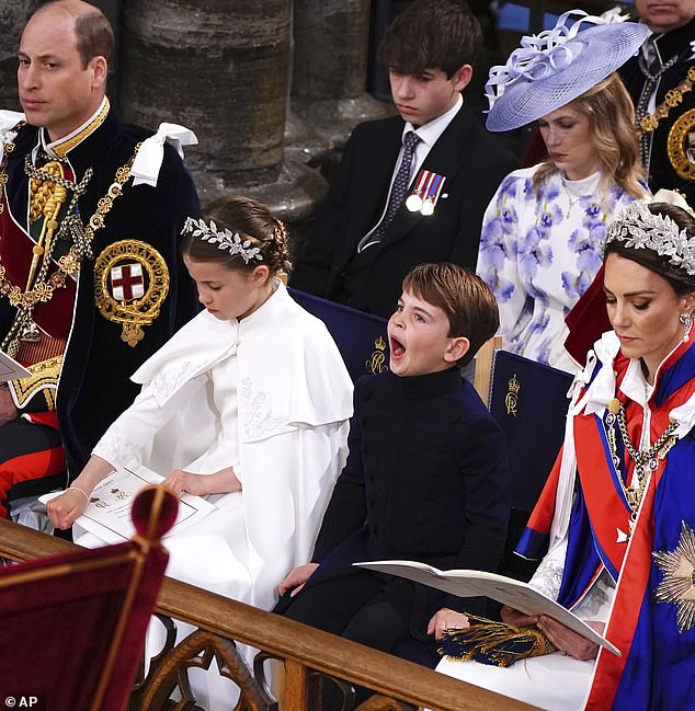 Are you stopping?  The youngest son of the Prince and Princess of Wales, Louis, who turned five on St George's Day April 23, made hearts melt again today at Westminster Abbey for the King's coronation