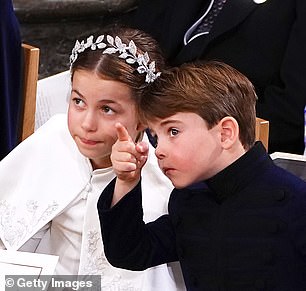 What is that?  A fascinated Prince Louis points something out to his sister