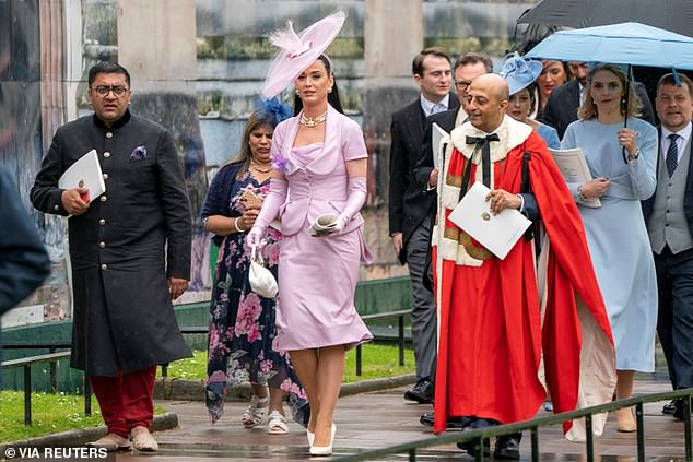 Perry pictured himself leaving Westminster Abbey after the coronation ceremony