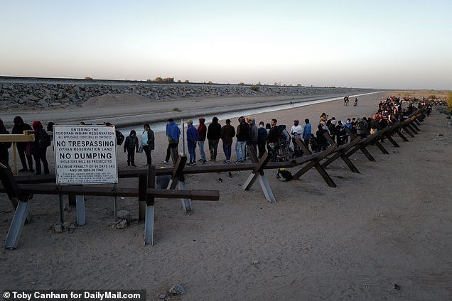 On Thursday morning, migrants are queuing for clearance