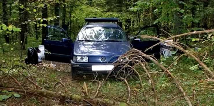 Abandoned car in the forest