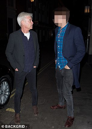 Playtime: Schofield leaves the Ivy Club in London with his younger colleague, who became his lover