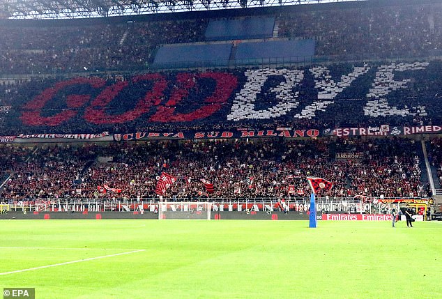 Home fans said goodbye to the Swedish striker at the San Siro with a giant 'GODbye' sign