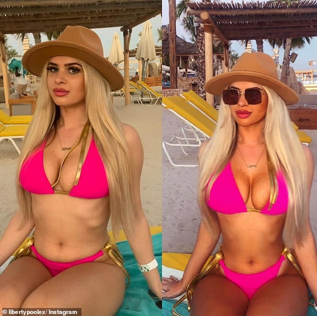 Shock: Liberty shared with her fans how she transformed images for her social media and proved it by posting a side-by-side image