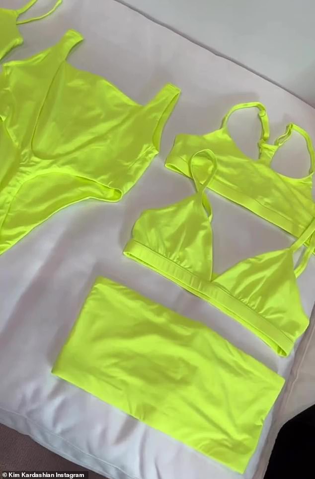 Getting back to basics, Kim showcased some of the other neon staples in the upcoming SKIMS line