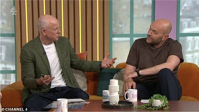 Uproar: The incident came after Tim, 55, (left) and fellow presenter Simon Rimmer, 60, (right) teased frontrunner Sharleen, 55, about possible rain at their upcoming performance, leaving the singer quite upset