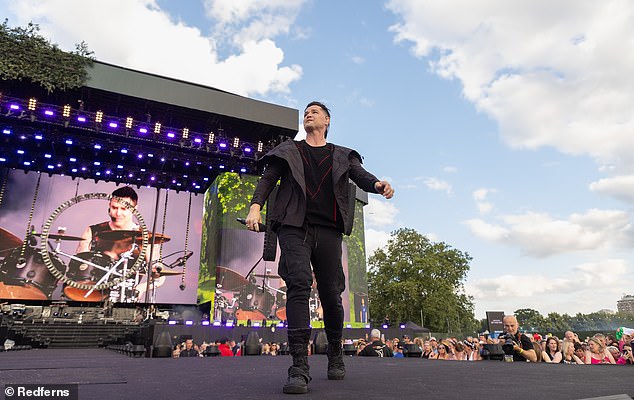 All Stars: The Script's Danny O'Donoghue was also seen in black on stage at the festival