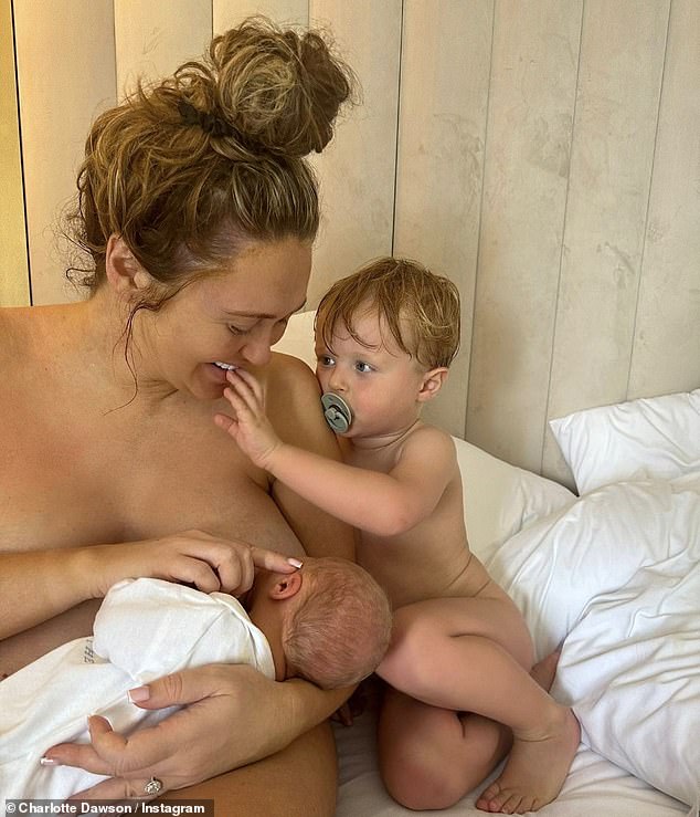 Cute: The 30-year-old TV personality has been keeping her fans updated on her life after the birth of her second child and recently shared a breastfeeding photo