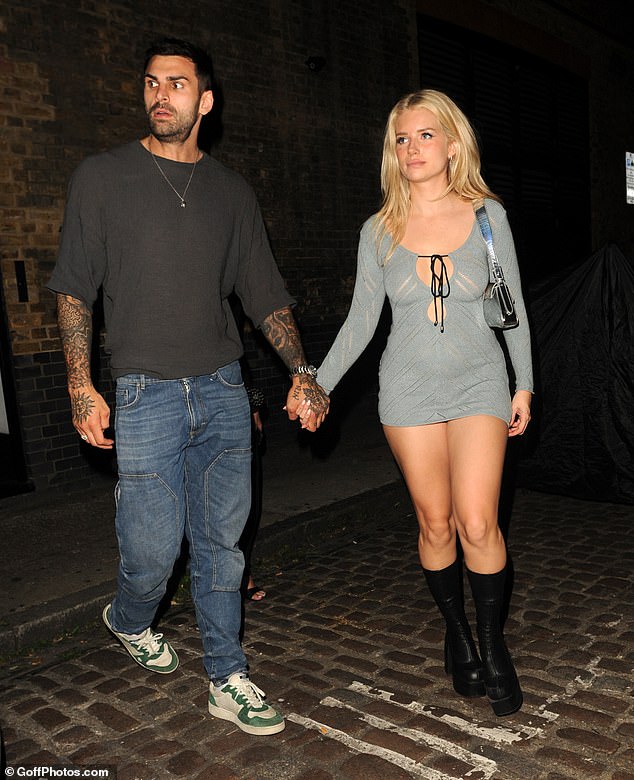 Before: Adam and Lottie held hands as they dined at the Chiltern Firehouse in London on Sunday night