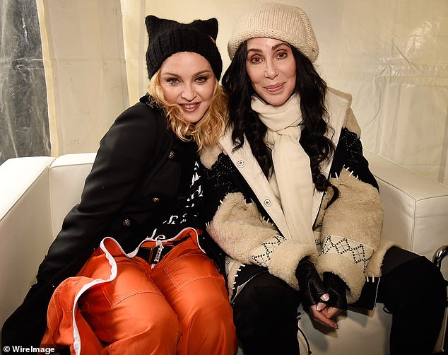 During a thaw: Madonna has garnered little affection from such names, Cher, despite boasting overlapping fan bases for decades;  pictured 2017