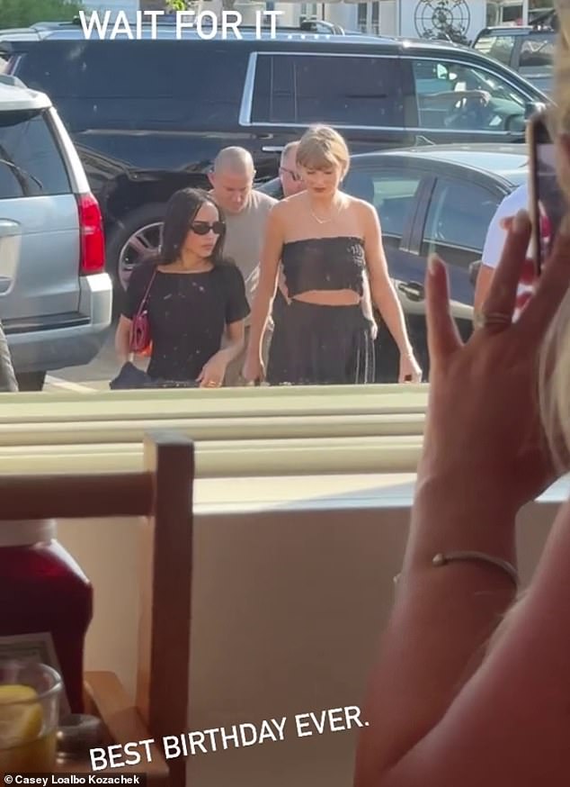 Amazed: A viral TikTok filmed from inside the restaurant showed viewers squealing with delight at the sight of Taylor