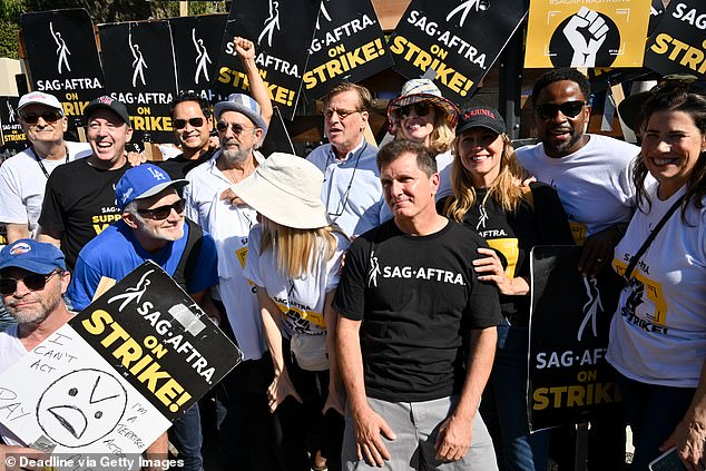 Joshua Malina, Bradley Whitford, Richard Schiff, Aaron Sorkin and Dulé Hill were among the cast and crew present at the demonstration