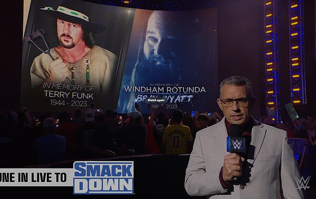 SmackDown announcer Michael Cole presented WWE's tribute to the wrestling icons